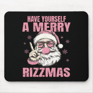Have Yourself A Merry Rizzmas Funny Pink Santa Ret Mouse Pad