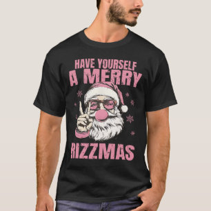 Have Yourself A Merry Rizzmas Funny Pink Santa Ret T-Shirt