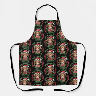Have Yourself A Mooey Little Xmas Highland Cow Apron
