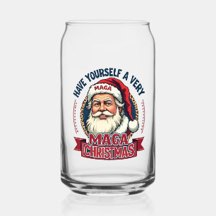 Have Yourself a very Maga Christmas Trump Won Can Glass