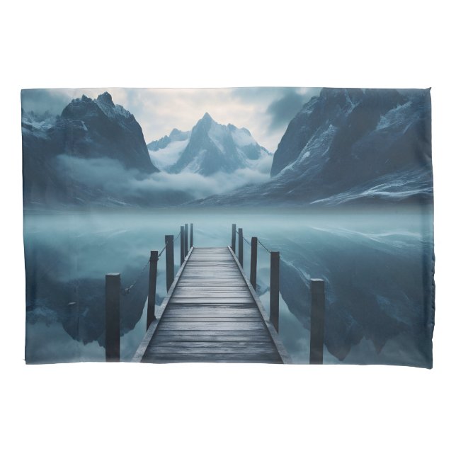 Haven Mountain Lakeside Horizon Landscape Pillowcase (Front)
