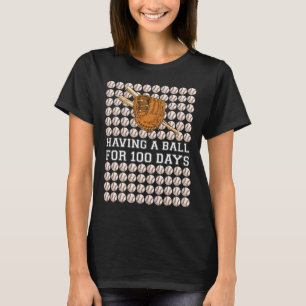 Having A Ball For 100 Days Baseball Kids Boy Smart T-Shirt