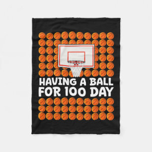 Having A Ball For 100 Days Of School Basketball 10 Fleece Blanket
