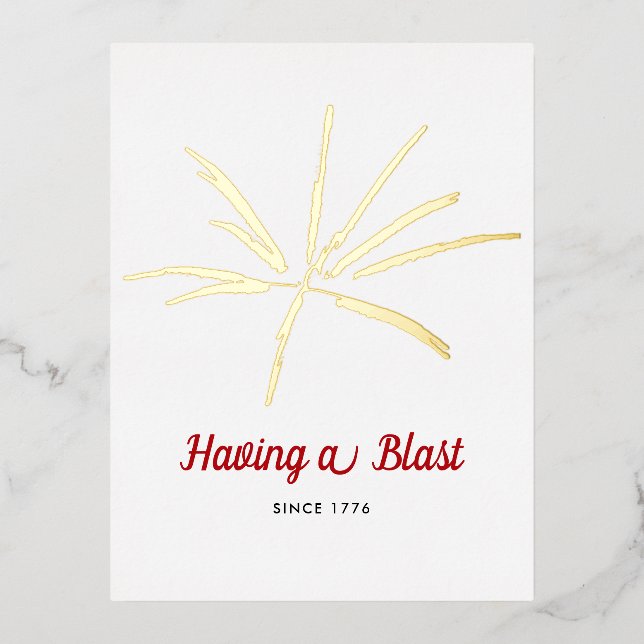 Having a Blast Silver Fireworks July 4th Party Foil Invitation Postcard (Front)