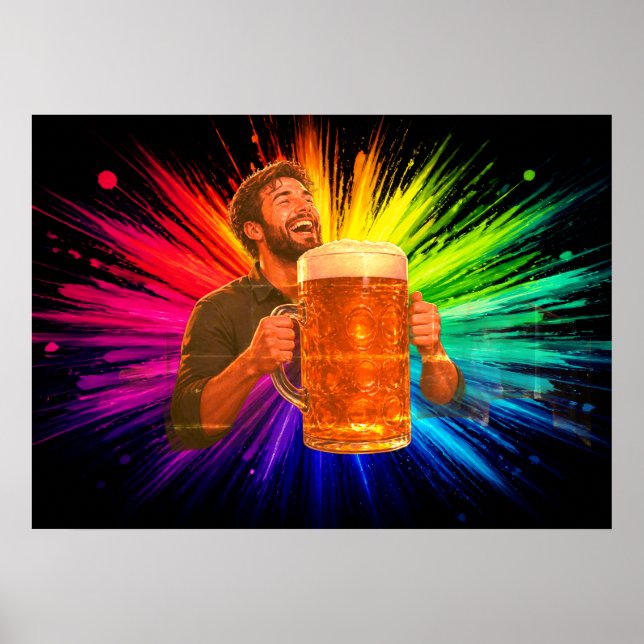 Having a Blast With My Big Beer on a Wall Poster (Front)