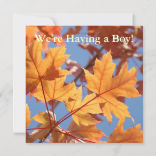 Having a Boy! invitations Baby Shower Autumn Leave