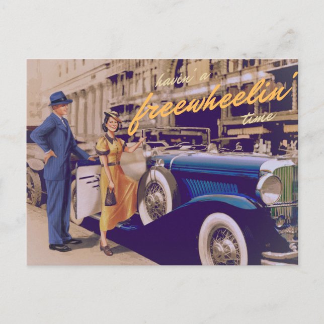 Having A Freewheelin' Time Postcard (Front)