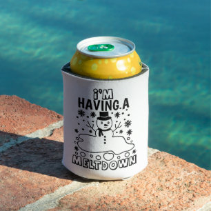 Having a Meltdown   Funny Christmas Snowman Humour Can Cooler