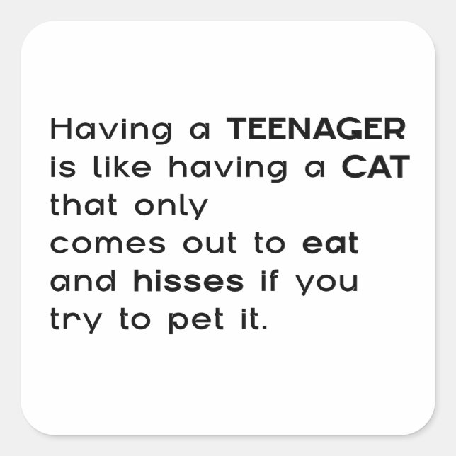 Having a Teenager...  Square Sticker (Front)