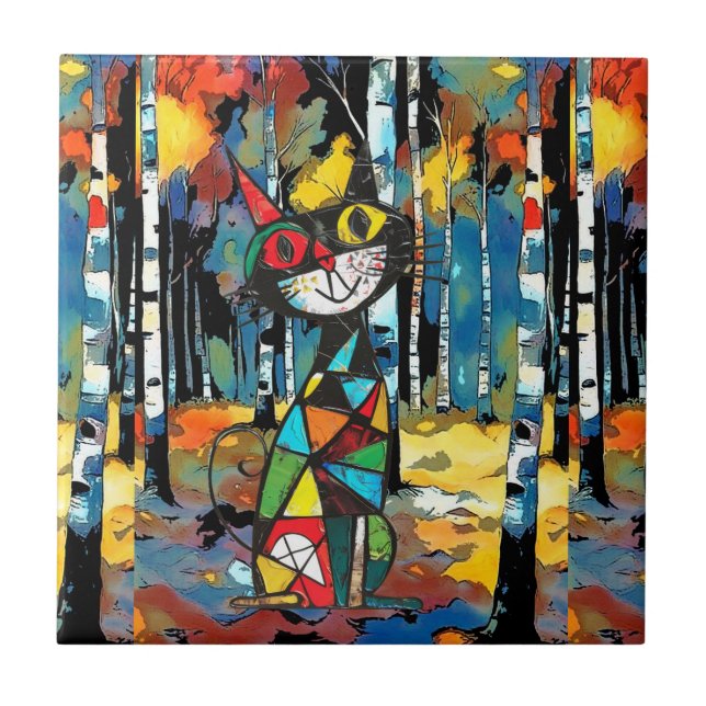 Having An Abstract Kinda Day Ceramic Tile (Front)