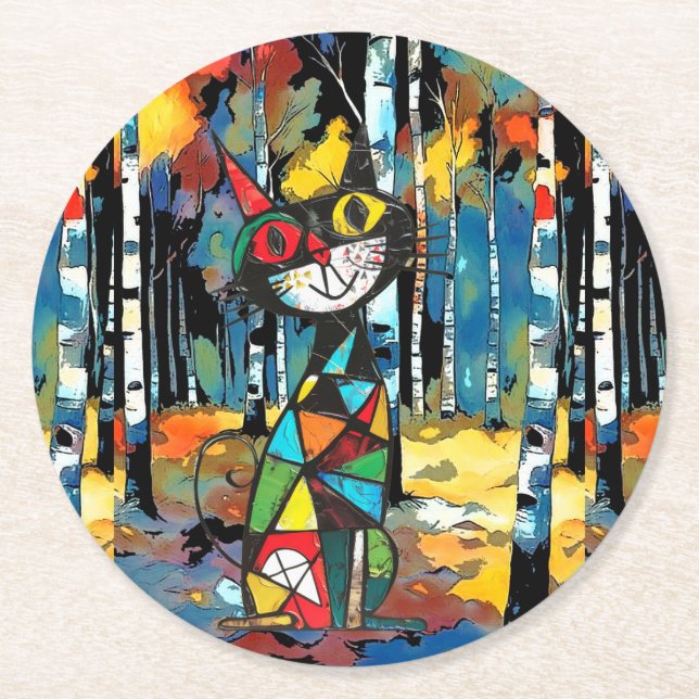 Having An Abstract Kinda Day Round Paper Coaster (Front)