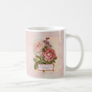 Having an Open Heart: Victorian Pink Roses Print Coffee Mug