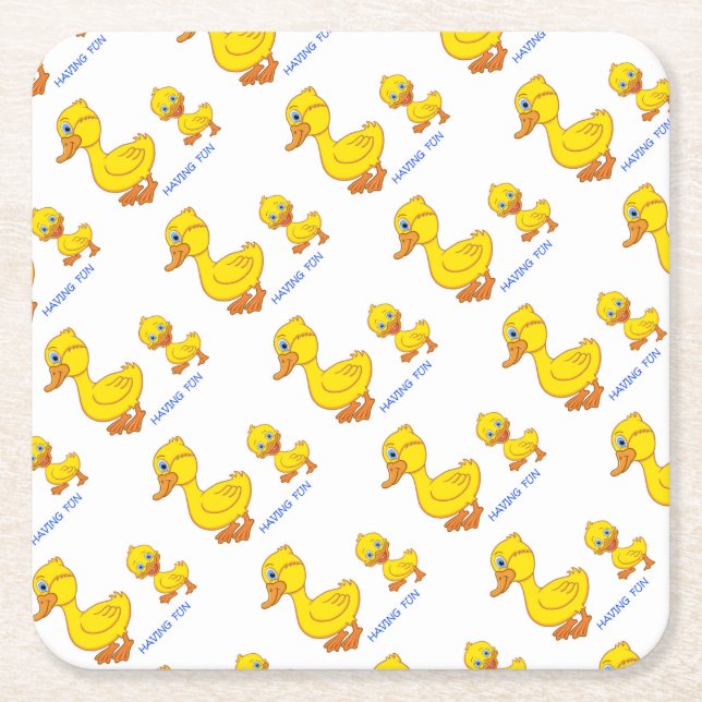 Having Fun Square Paper Coaster (Front)