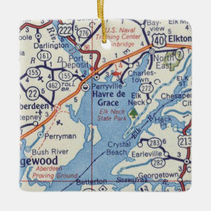 Havre de Grace MD Vintage Map Ceramic Ornament