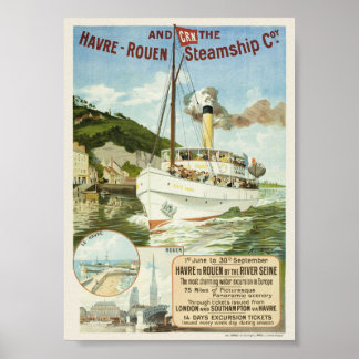 Havre-Rouen Steamship Coy. Vintage Poster 1895