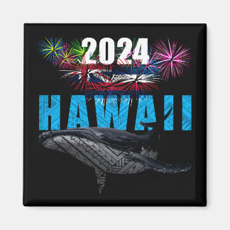 HAWAII 2024 POLYNESIAN TRIBAL HUMPBACK FIREWORKS MAGNET