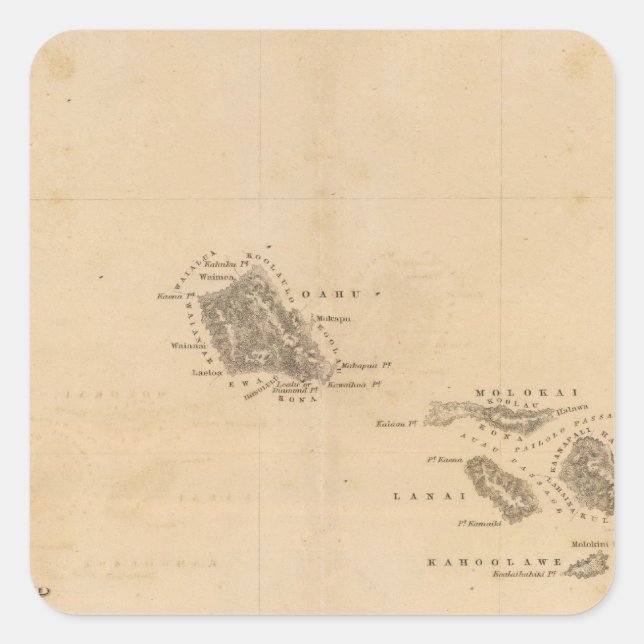 Hawaii 3 square sticker (Front)
