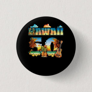 Hawaii 50Th State Hawaiian Beach Hibiscus 50 Maui 3 Cm Round Badge