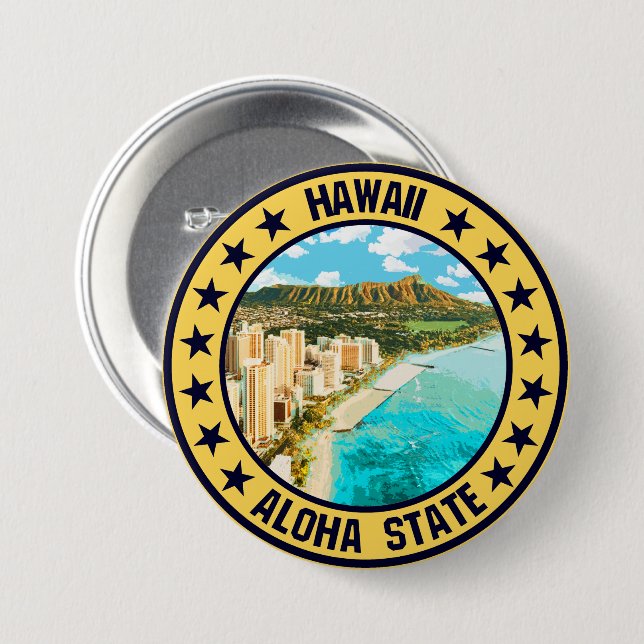 Hawaii                                             7.5 cm round badge (Front & Back)