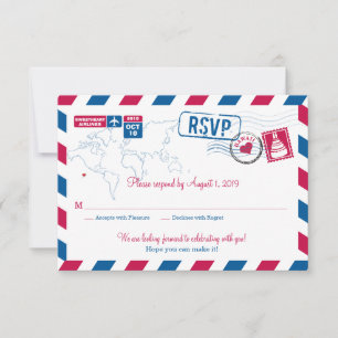 HAWAII Air Mail Wedding RSVP Card