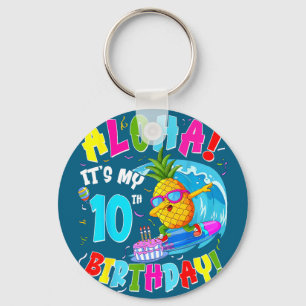 Hawaii aloha 10th birthday hawaiian boy girl 10 key ring