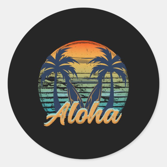 Hawaii Aloha Beach Island Classic Round Sticker (Front)