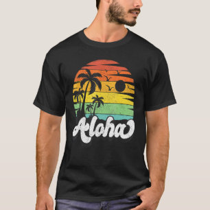 Hawaii Aloha Beach Vacation Vintage Palm Tree Aloh T-Shirt