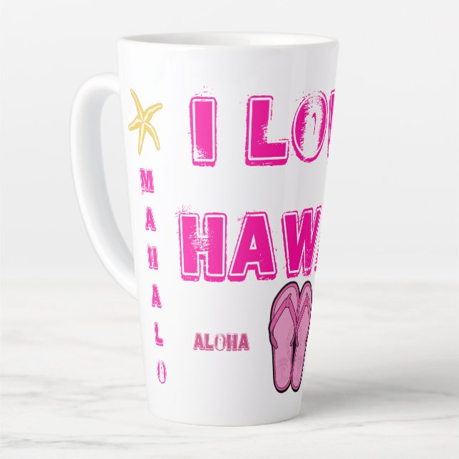 Hawaii Aloha Collection Latte Mug (Left Angle)