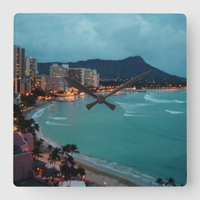HAWAII ALOHA COLLECTION SQUARE WALL CLOCK (Front)