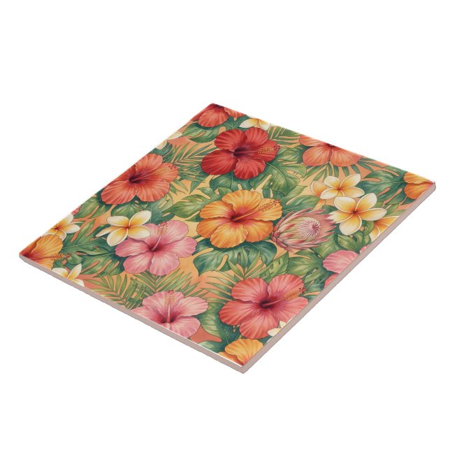 Hawaii aloha decorative flowers pattern ceramic tile (Side)