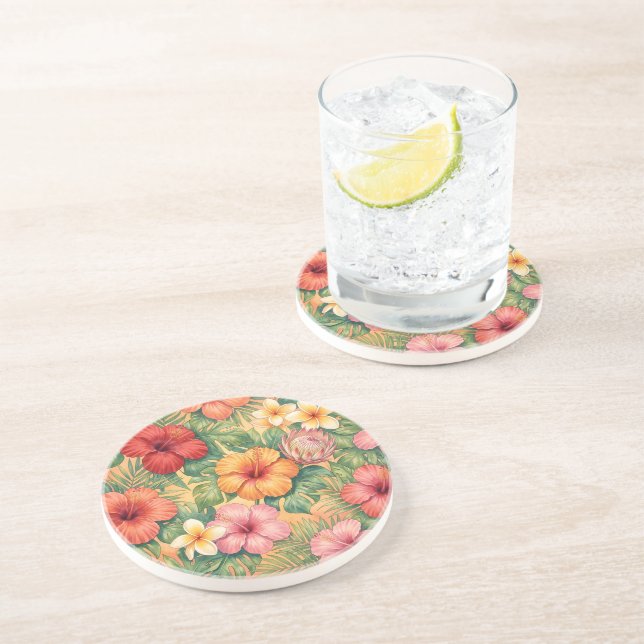 Hawaii aloha decorative flowers pattern coaster (Side)