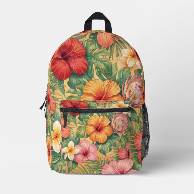 Hawaii aloha decorative flowers pattern printed backpack (Front)