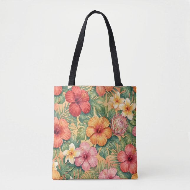 Hawaii aloha decorative flowers pattern tote bag (Front)