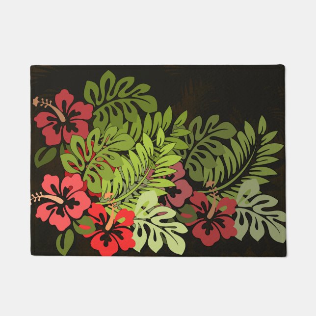 Hawaii Aloha Flower Art Print Doormat (Front)