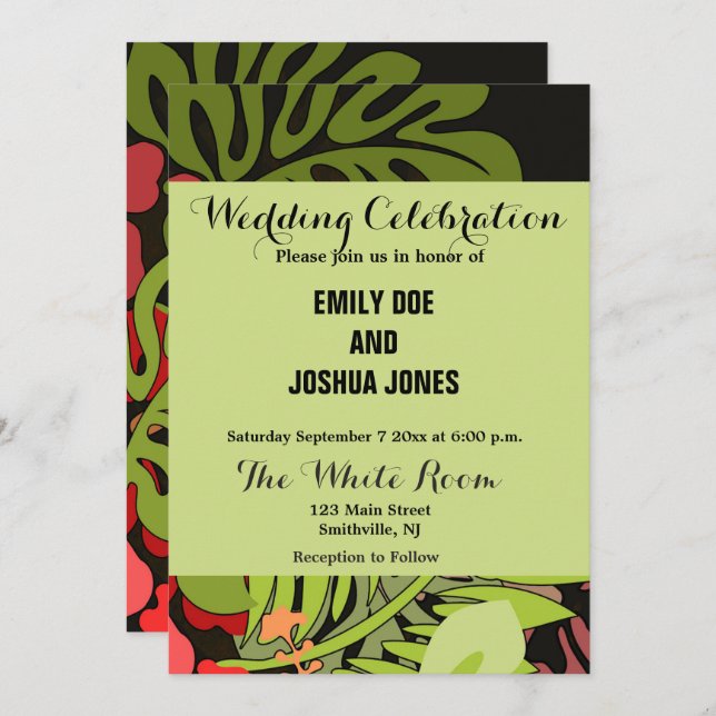 Hawaii Aloha Flower Art Print Invitation (Front/Back)