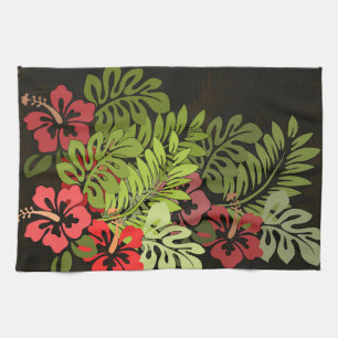 Hawaii Aloha Flower Art Print Tea Towel