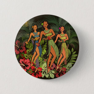 Hawaii Aloha Palm Hula Art Design 6 Cm Round Badge