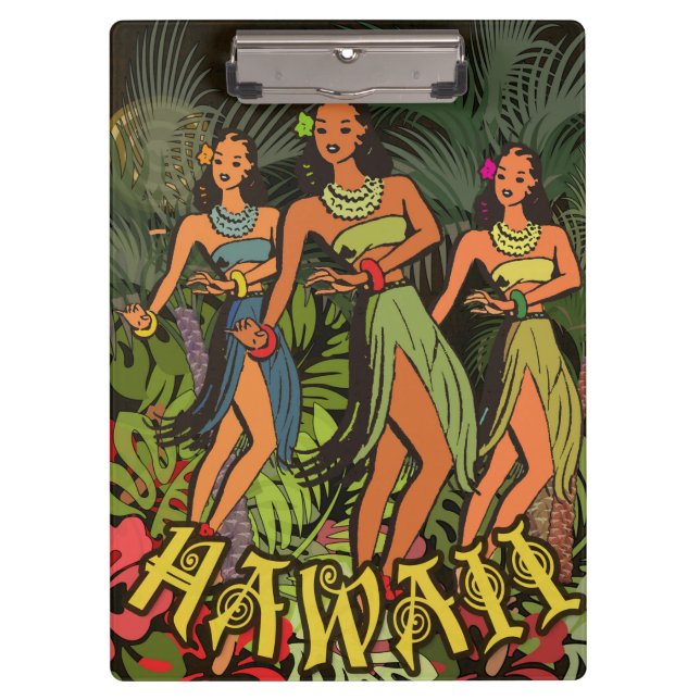 Hawaii Aloha Palm Hula Art Design Clipboard (Front)