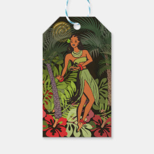 Hawaii Aloha Palm Hula Art Design Gift Tags