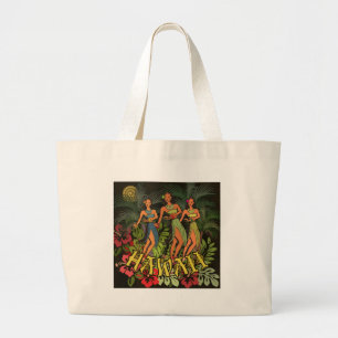 Hawaii Aloha Palm Hula Art Design Large Tote Bag