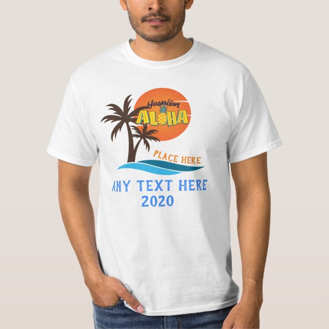 Hawaii Aloha Palm Tree Beach T-Shirt (Front)