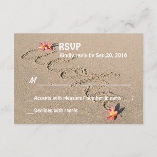 Hawaii Aloha Plumeria Flower Beach Wedding RSVP Card