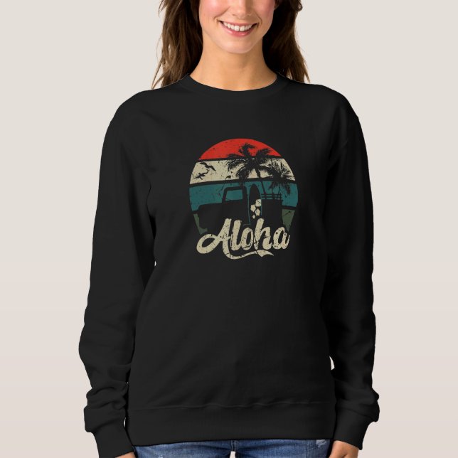 Hawaii Aloha Retro Sunset Oahu Waikiki Maui Kona H Sweatshirt (Front)
