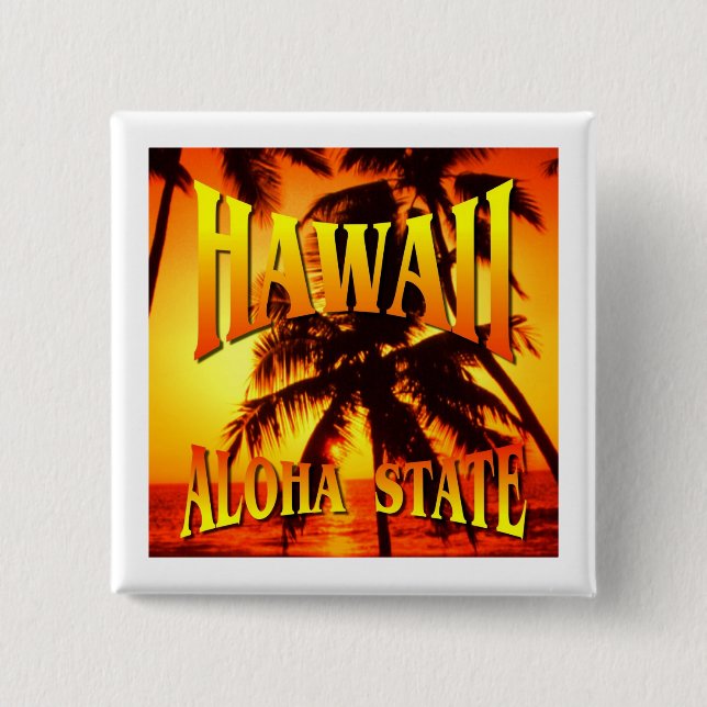 Hawaii Aloha State 15 Cm Square Badge (Front)
