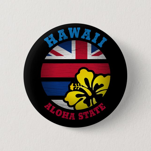 HAWAII ALOHA STATE FLAG 6 CM ROUND BADGE (Front)