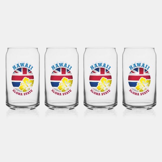 HAWAII ALOHA STATE FLAG CAN GLASS (Front)