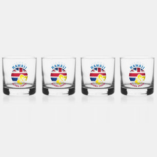 HAWAII ALOHA STATE FLAG WHISKEY GLASS