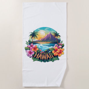 Hawaii Aloha Tropical Beach Mountains Travel Towel