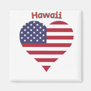 Hawaii American Flag Heart Magnet