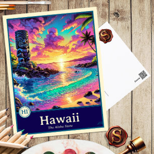 Hawaii   Anime Style Cel Shaded Postcard